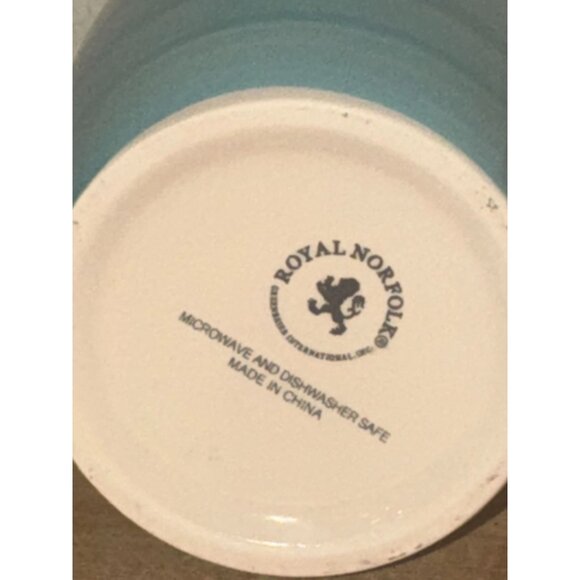 Royal Norfolk Ceramic Mugs Set Of 3 Orange & Blue Striped Dishwasher & Microwave - Picture 3 of 5